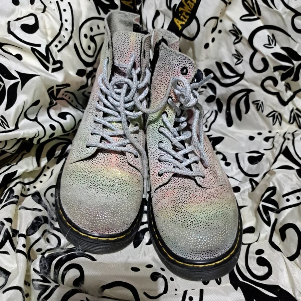 Dr. Martens Pink and Green Glitter Boots